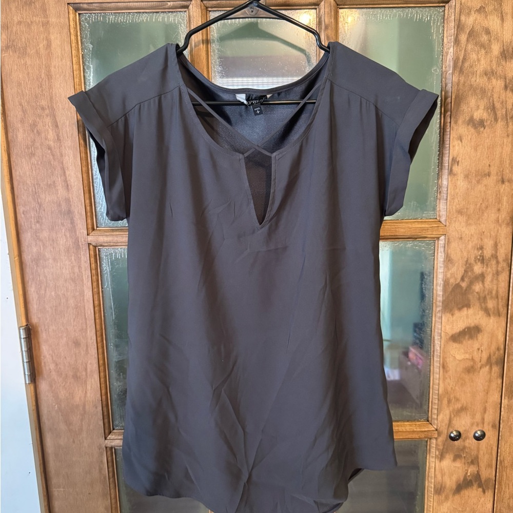 Express Gray Cap Sleeve Blouse